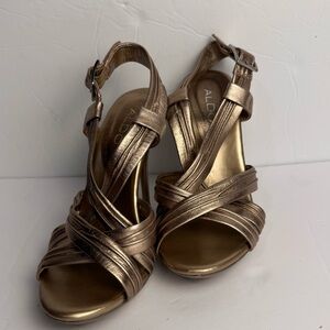 ALDO Women's Gold Strappy Sandals Sz 7